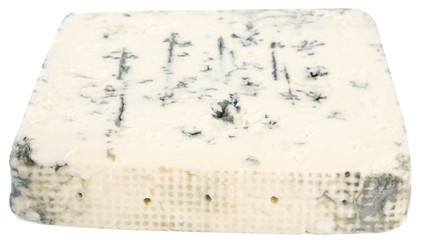piece of Gorgonzola cheese isolated on a white background