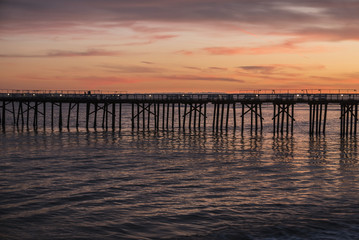 Fototapeta na wymiar Malibu Pier Dusk near Los Angeles California
