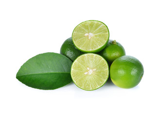 Fresh limes isolated on white