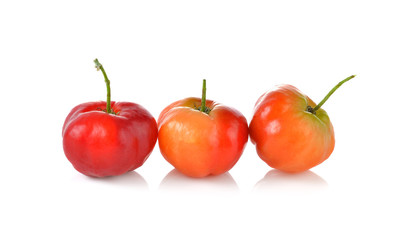 Malpighia glabra,Acerola fruit on white background