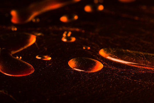  Abstract Fresh Water Drops Dew On Copper Alloy Texture Surface