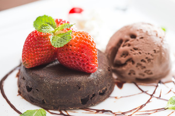 chocolate lava with ice cream