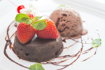 chocolate lava with ice cream