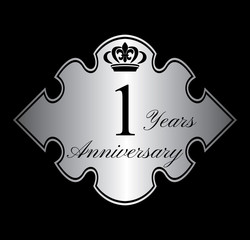 1 anniversary silver emblem with crown