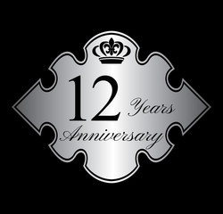 12 anniversary silver emblem with crown
