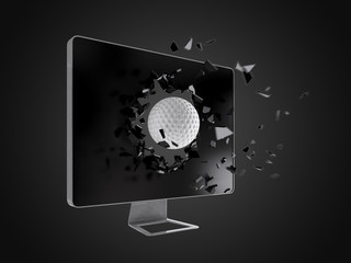golf ball destroy computer screen.