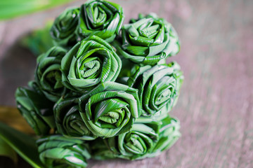 flower invent from banana leaf,selective focus