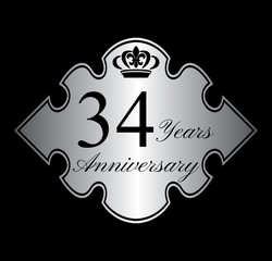 34 anniversary silver emblem with crown