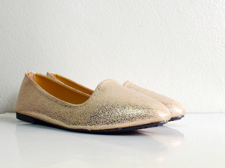 close up of pair ladies flat shoes