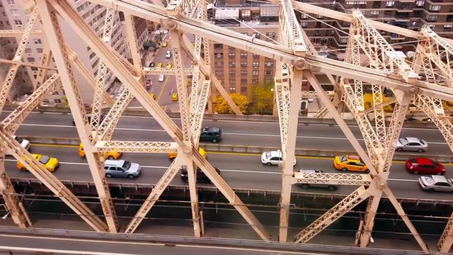 Aerial View of The Queensboro Bridge New York City  4k