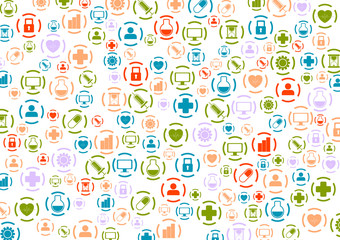 Bright medical icons vector pattern design