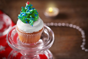 Christmas cupcake, closeup