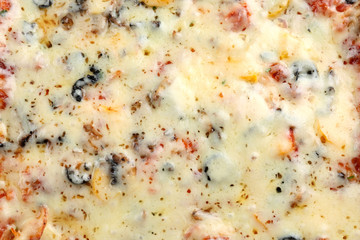 Obraz na płótnie Canvas Freshly homemade pizza with cheese closeup