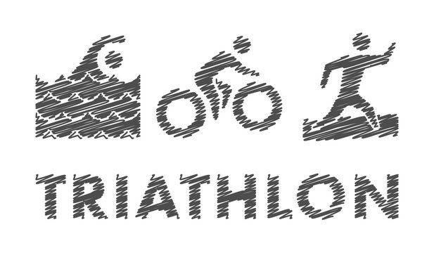 Vector pencil triathlon logo and symbol.