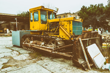 Old abandoned tractor bulldozer
