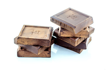 Dark Chocolate bar unsweetened healthy snacks (1 piece 0.5 oz), isolated on white background