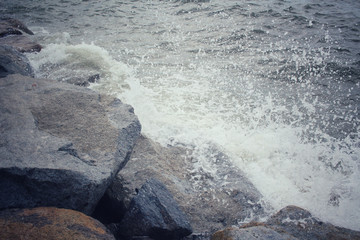 View of rocky coast on the beach