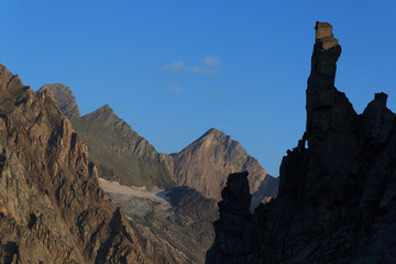 Mountain panorama at sunrise in Hohe Tauern Alps, Austria