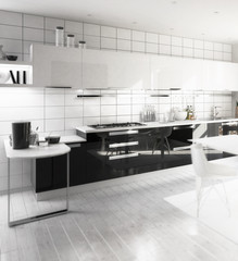 Fototapeta na wymiar Black & White in the Kitchen (focus)