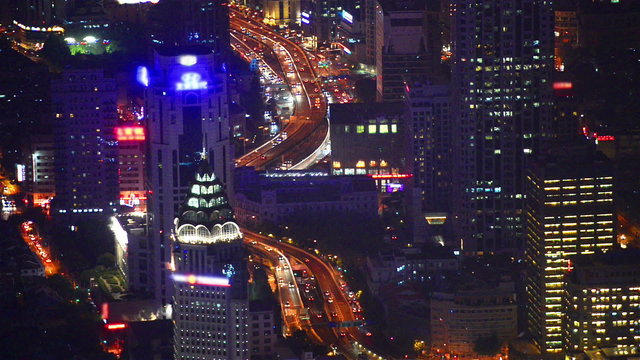 Bund or Waitan waterfront at night in Shanghai 