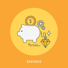 circle color line flat design of savings, modern vector illustration