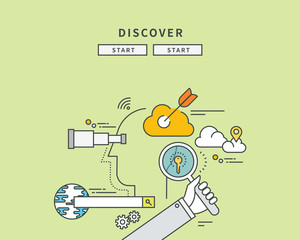 simple color line flat design of discover idea, modern vector illustration