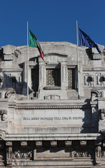 Facade of Central railway station, Milan