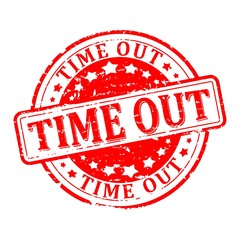 Scratched round red stamped -  time out - vector eps