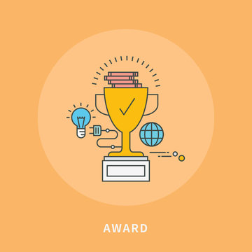 circle color line flat design of awards, modern vector illustration
