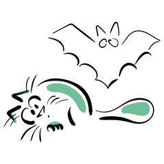 Cat and bat.