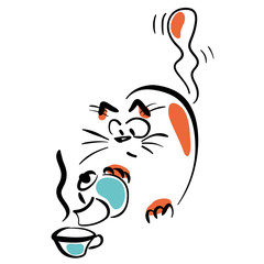 Cat pouring tea.
