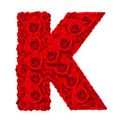 Rose alphabet set - Alphabet capital letter K made from red rose