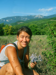 Girl collects lavender