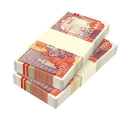 Somalian shilings bills isolated on white background. Computer generated 3D photo rendering.