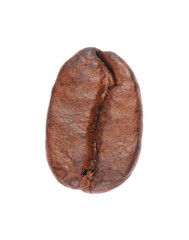 Macro shot of a coffee bean on white