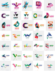 Collection of colorful abstract origami logos