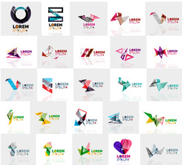 Collection of colorful abstract origami logos