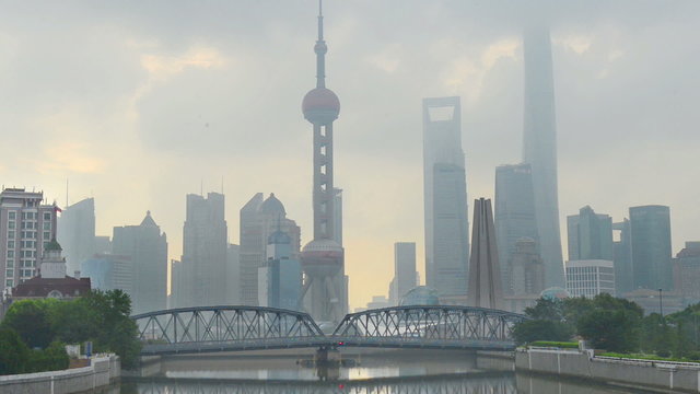 Shanghai bund Garden bridge at skyline