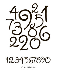 vector set of calligraphic acrylic or ink numbers