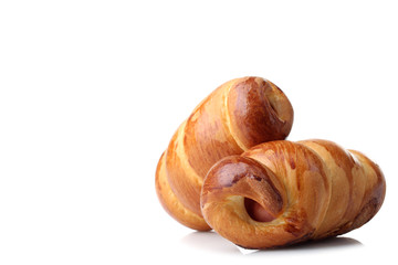 delicious sausage in the dough isolated on white background