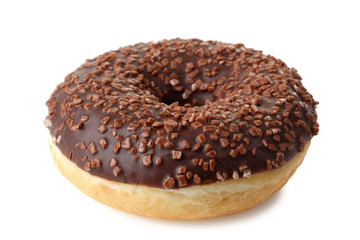 delicious donut with chocolate on a white isolated background