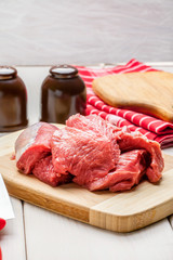 Raw turkey in pieces.