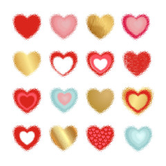 Vector hearts set for wedding and valentine design.