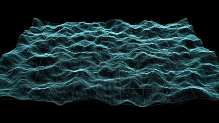 Rotating Topography Scan (60fps). A rotating 3D satellite wireframe scanning a mountainous terrain.