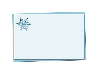 Christmas blue card with snowflake and christmas openwork, lacy, patten, rewattled ornament  isolated on white background
