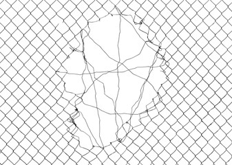 Mesh netting with hole on white background