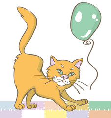 ginger cat and balloon