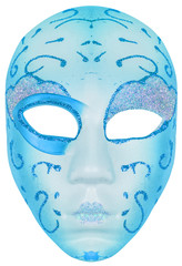masque bleu Arlequin, carnaval de Venise, fond blanc