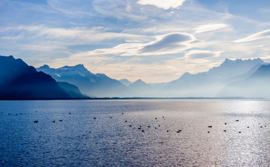 View on Alps and Geneva lake