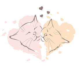 Valentine card -- love cats, vector illustration